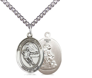 Sterling Silver Guardian Angel Hockey Medal Religious Jewelry