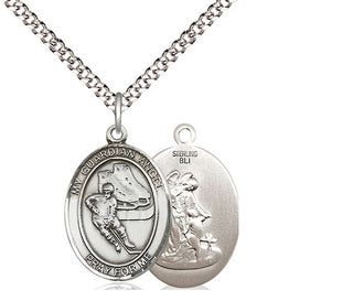 Sterling Silver Guardian Angel Hockey Medal Religious Jewelry