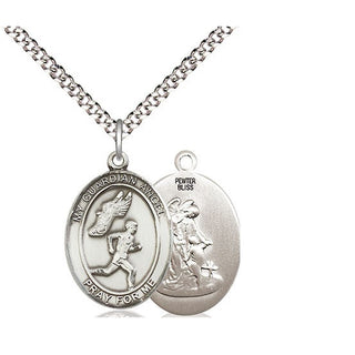 Pewter Guardian Angel Track&Field-Men Medal Religious Jewelry