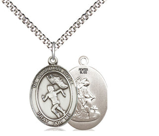 Pewter Guardian Angel Track&Field Medal Religious Jewelry