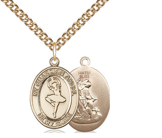 14kt Gold Filled Guardian Angel Dance Medal Religious Jewelry