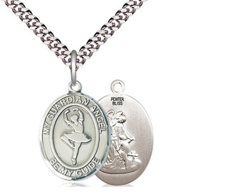 Pewter Guardian Angel Dance Medal Religious Jewelry