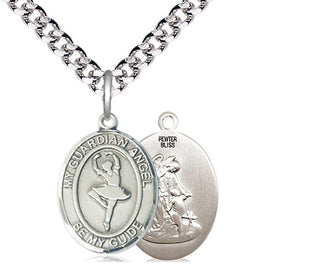 Pewter Guardian Angel Dance Medal Religious Jewelry