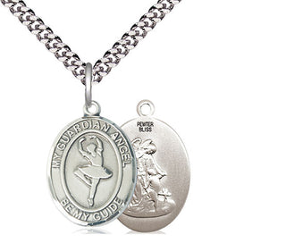 Pewter Guardian Angel Dance Medal Religious Jewelry