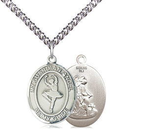 Sterling Silver Guardian Angel Dance Medal Religious Jewelry