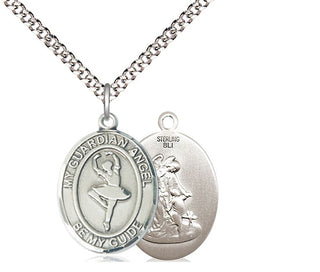 Sterling Silver Guardian Angel Dance Medal Religious Jewelry