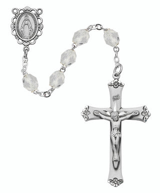 Sterling Silver 6MM Crystal April Rosary