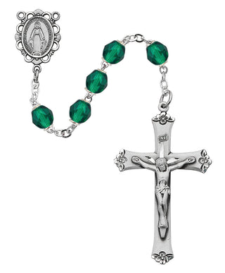 Dark Green Glass May Rosary