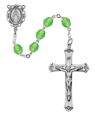 Sterling Silver 6MM Crystal April Rosary