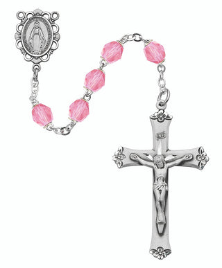 Pink Glass October Rosary