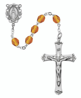 Sterling Silver 6MM Crystal April Rosary