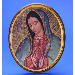 Large Oval Wooden Our Lady of Guadalupe Plaque- 17" Boxed