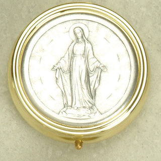 Silver Plated Pyx with Our Lady of the Miraculous Medal