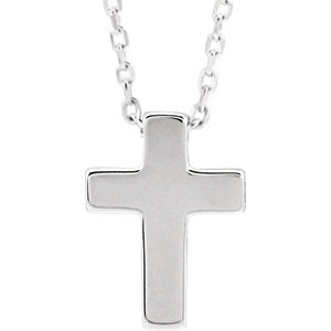 Sterling Silver Petite Cross 16-18" Necklace