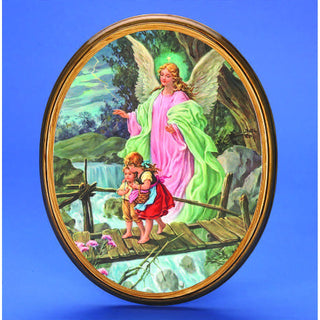 Oval Wooden Guardian Angel Plaque- 17" Boxed
