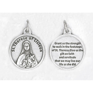 Bulk Saint Therese Silver Tone Round Medal