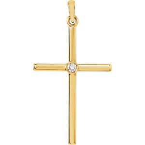 14K Gold .03 CTW Diamond Cross 30.6x16.6 MM Pendant