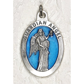 Bulk Blue Enameled Guardian Angel Medal