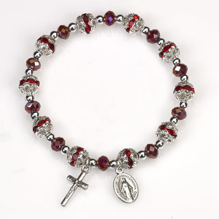 4-pack - Red Stretch Rosary Bracelet