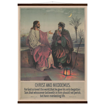 Vintage Christ and Nicodemus Poster with Hanger