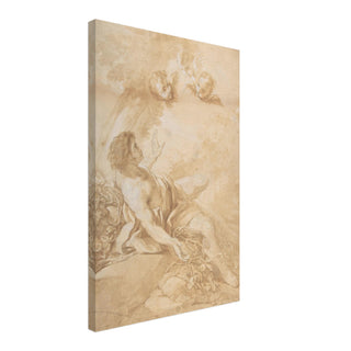 Sepia Sketch of Youth and Cherubs Canvas Print - view 5