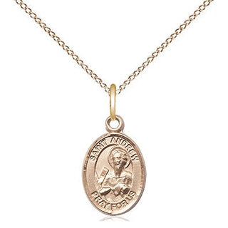 14kt Gold Saint Andrew the Apostle Medal Engraved Catholic Saint Jewelry