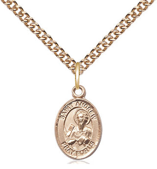 14kt Gold Saint Andrew the Apostle Medal Engraved Catholic Saint Jewelry