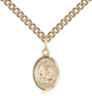 14kt Gold Saint Albert the Great Medal Engraved Catholic Saint Jewelry
