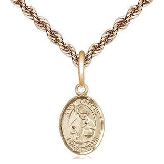 14kt Gold Saint Albert the Great Medal Engraved Catholic Saint Jewelry