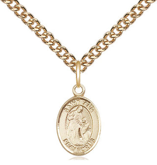 14kt Gold Saint Ann Medal Engraved Catholic Saint Jewelry