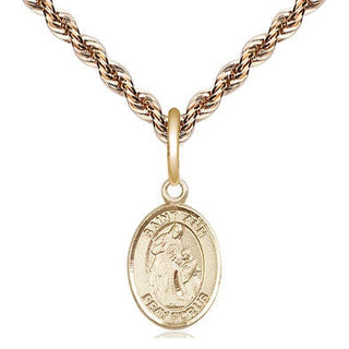 14kt Gold Saint Ann Medal Engraved Catholic Saint Jewelry