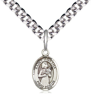 Pewter Saint Agatha Medal Religious and Catholic Jewelry Engraved Catholic Saint Jewelry