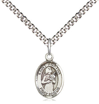 Pewter Saint Agatha Medal Religious and Catholic Jewelry Engraved Catholic Saint Jewelry