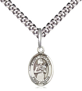 Pewter Saint Agatha Medal Religious and Catholic Jewelry Engraved Catholic Saint Jewelry