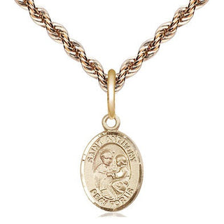 14kt Gold Saint Anthony of Padua Medal Engraved Catholic Saint Jewelry