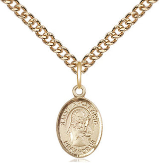 14kt Gold Saint Apollonia Medal Engraved Catholic Saint Jewelry