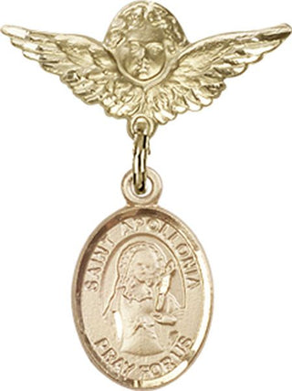 14kt Gold Filled Small Angel w/Wings St. Apollonia Baby Badge - Engravable