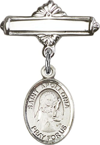 Sterling Silver Polished Badge Pin St. Apollonia Baby Badge - Engravable