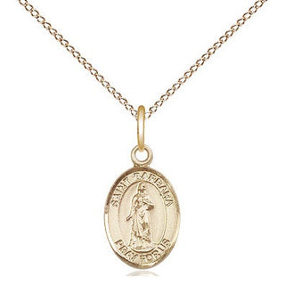 14kt Gold Saint Barbara Medal Engraved Catholic Saint Jewelry