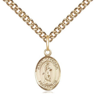 14kt Gold Saint Barbara Medal Engraved Catholic Saint Jewelry