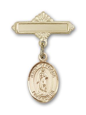 14kt Gold Filled Polished Badge Pin St. Barbara Baby Badge - Engravable