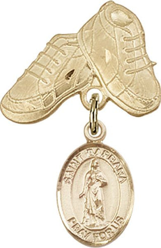 14kt Gold Baby Boots St. Barbara Baby Badge - Engravable
