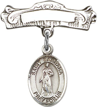 Sterling Silver Badge Pin St. Barbara Baby Badge - Engravable