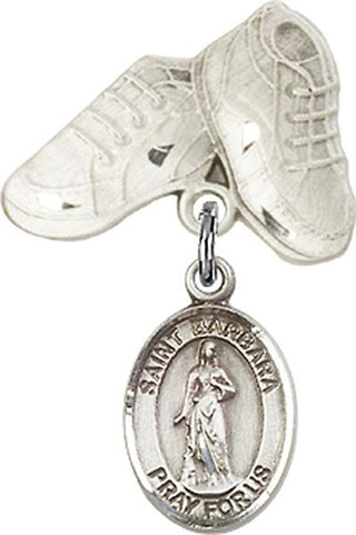 Sterling Silver Baby Boots St. Barbara Baby Badge - Engravable
