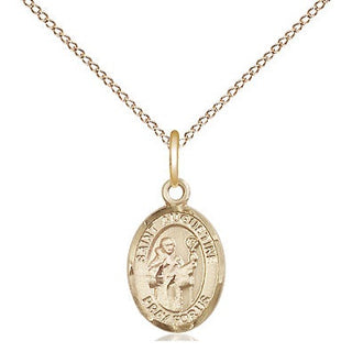 14kt Gold Saint Augustine Medal Engraved Catholic Saint Jewelry
