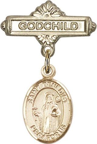 14kt Gold Godchild St. Benedict Baby Badge - Engravable