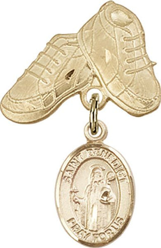 14kt Gold Baby Boots St. Benedict Baby Badge - Engravable