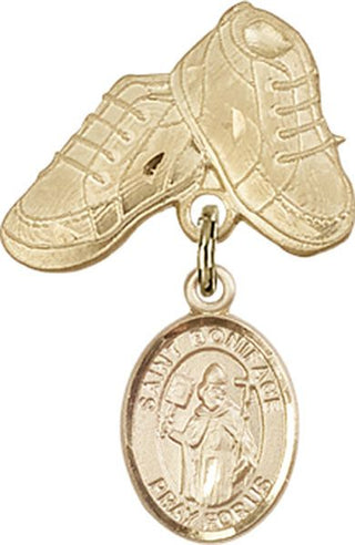 14kt Gold Baby Boots St. Boniface Baby Badge - Engravable