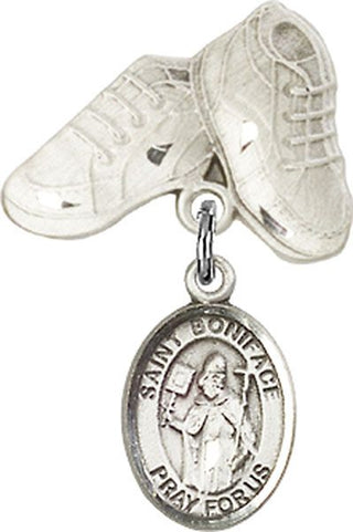 Sterling Silver Baby Boots St. Boniface Baby Badge - Engravable
