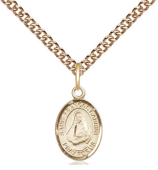 14kt Gold Saint Frances Cabrini Medal Engraved Catholic Saint Jewelry